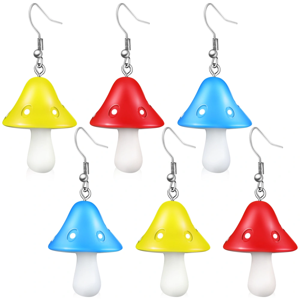 4 Pair Fashion Pendant Earrings for Women Girls Mushroom Dangle Drop Hook Earrings