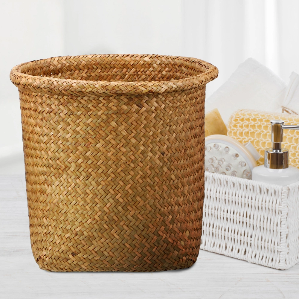 2 Pcs Waste Baskets Woven Waste Baskets Trash Cans Garbage Bins Laundry Hampers Storage Baskets