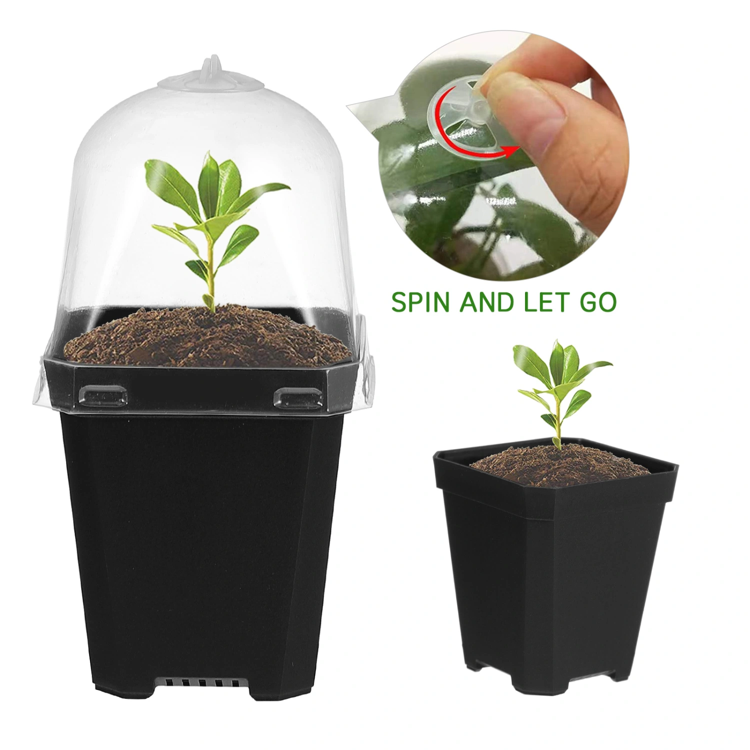 12 sets of Plant Nursery Pots with Humidity Dome Outdoor Plastic Gardening Pots