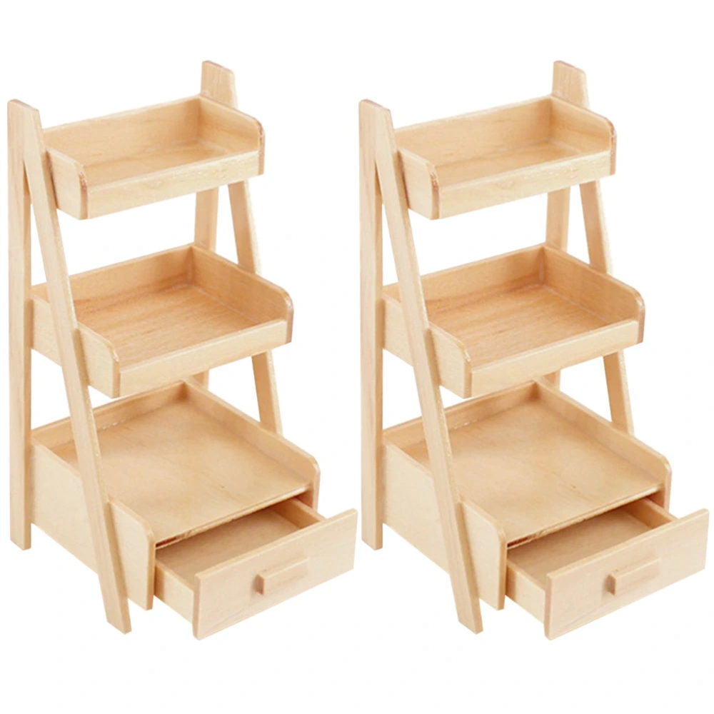 2Pcs Mini House Storage Shelf Mini House Furniture Mini Plant Shelf Miniature Furniture Model