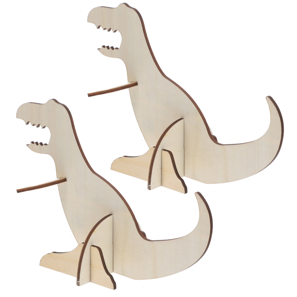 2pcs 3d Dinosaur Puzzles Wooden Assembly Toy 3D Assembly Model Wooden Plaything