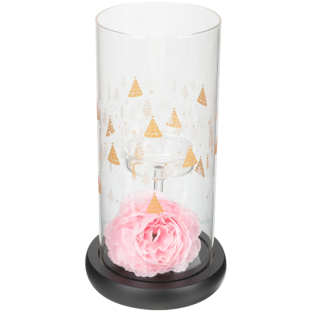 Glass Candle Holder Glass Windproof Candle Stand with Aroma Stone Diffuser