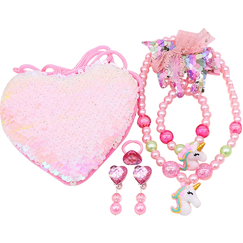 1 Set Kids Pearl Jewelry Set Little Girl Necklace Earring Set Kids Jewelry Kit