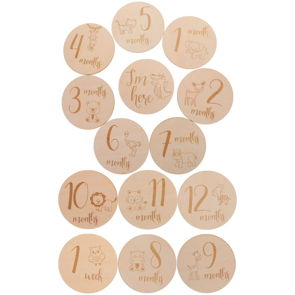 1 Set Wooden Baby Monthly Milestone Cards Baby Monthly Milestone Marker Discs