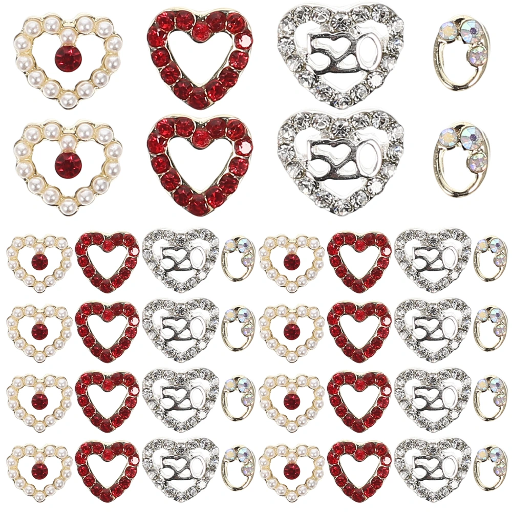 40pcs Nail Rhinestones Nail Art Decorations Heart Shape Nail Charms DIY Decors