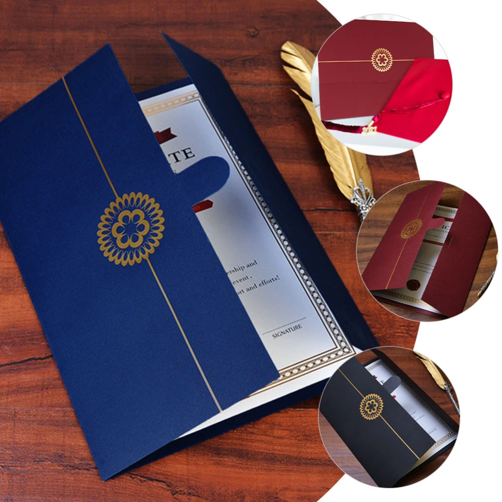 3Pcs Gold Stamping Certificate Cover Paper Document Covers Certificate Holders Diploma Holders