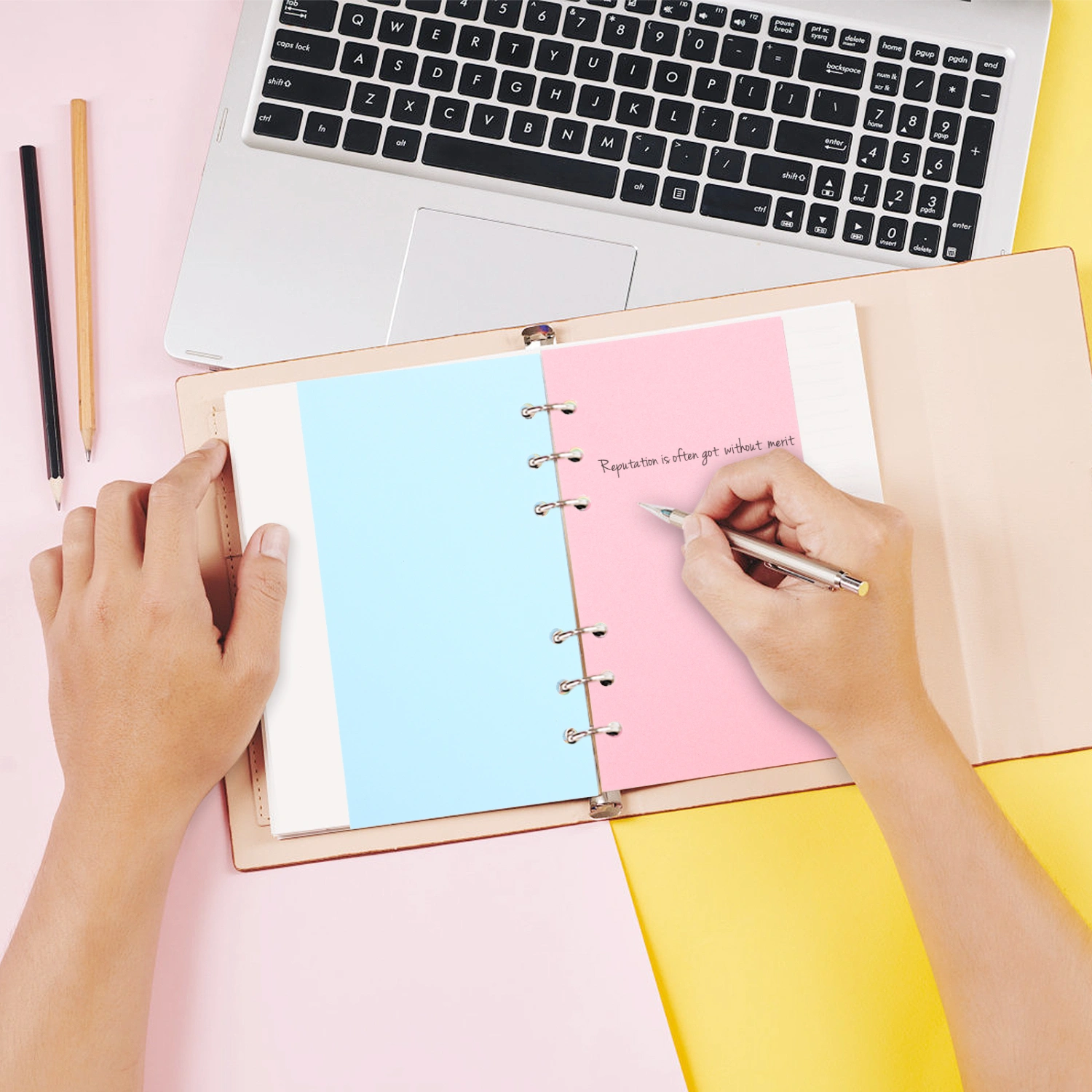 100 Sheets Blank Colored A6 Loose Leaf Paper 6-hole Punched Binder Refill Paper