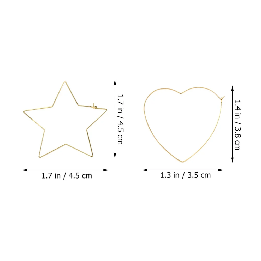 2 Pairs of Women Earring Hoops Heart Star Shape Hoop Earrings for DIY Jewelry Making