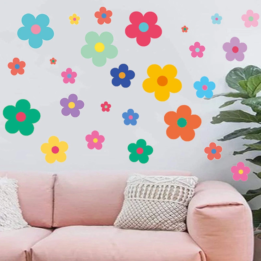 1 Set Flower Wall Stickers Wall Decorative Decals Girls Bedroom Wall Stickers Wall Decor
