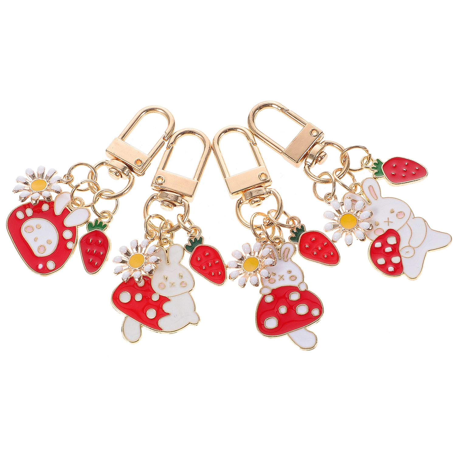 4pcs Bunny Keychain Lovely Keychain Backpacks Purse Charms Hanging Ornament