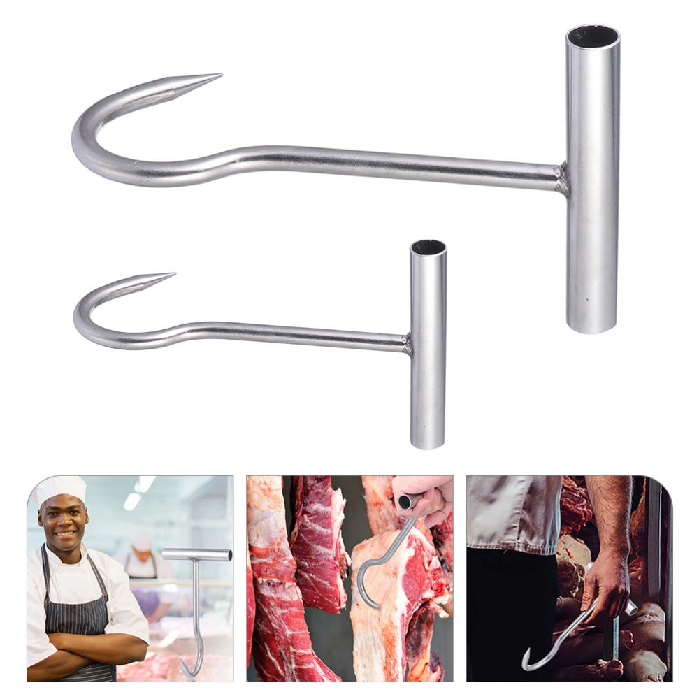 2pcs Meat Hooks T Shaped Stainless Steel Hooks Meat Processing Hooks for Butcher Shops