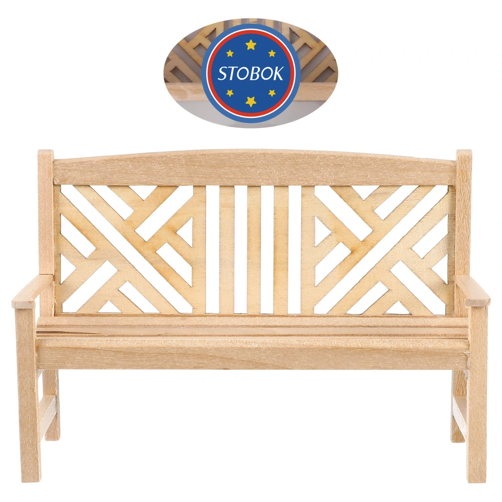 Miniature Wooden Bench Model Tiny Furniture Ornament Toy for Doll House Garden Landscape Accessory