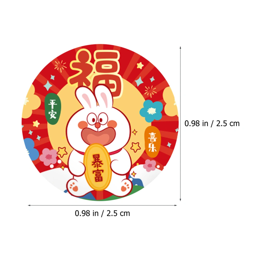 4 Rolls Festive Circle Decals Bunny Stickers For New Year Round Stickers For Envelop