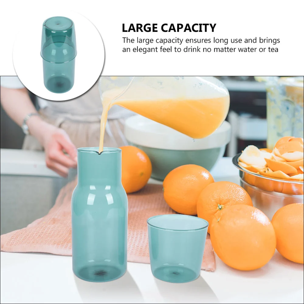 Transparent Water Carafe Multi-function Glass Jug Convenient Water Jug with Cup