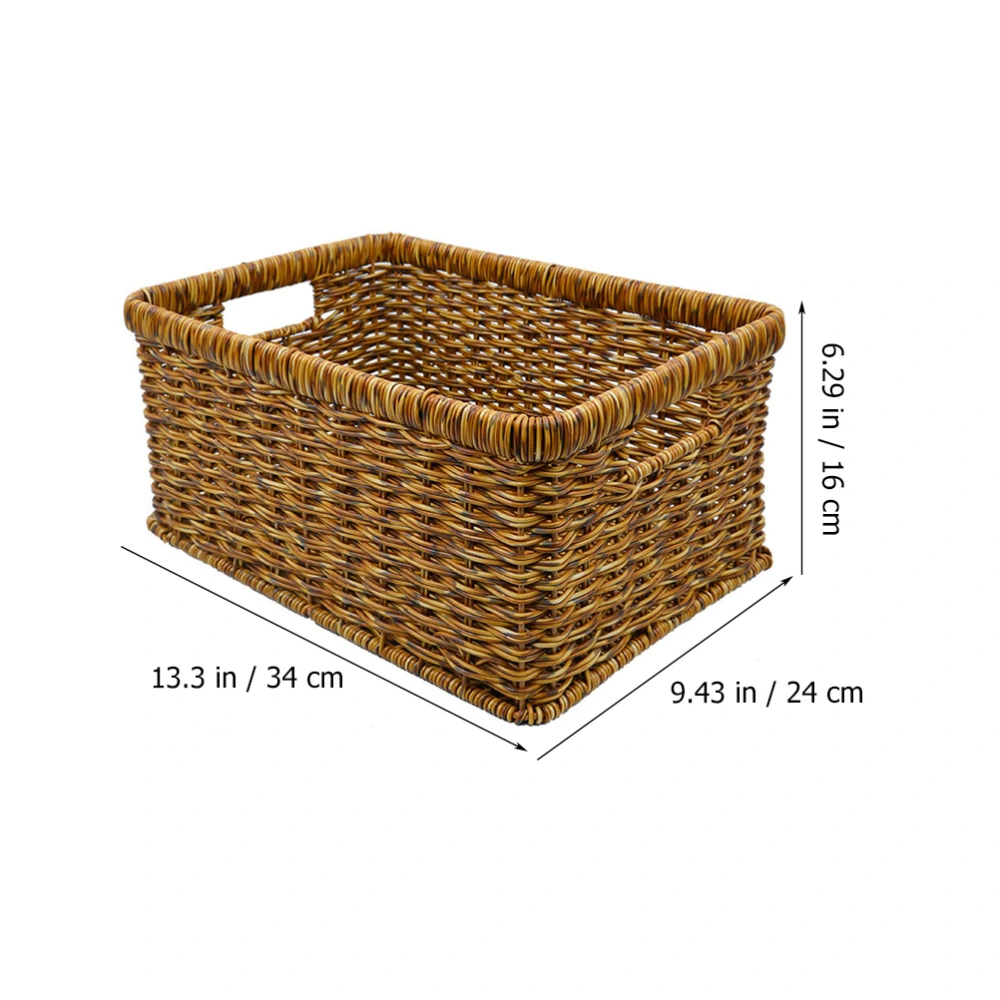 Imitation Rattan Hand Woven Basket Desktop Finishing Basket Hollow Handle Basket