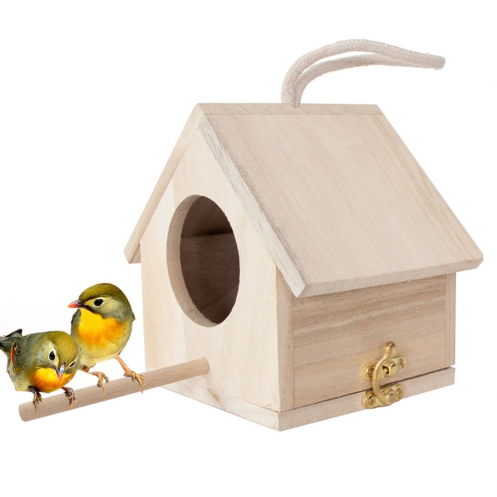 Hanging Small Bird Nesting Box Wood Parrot Nest Bird House Garden Bird Feeder for Outdoor