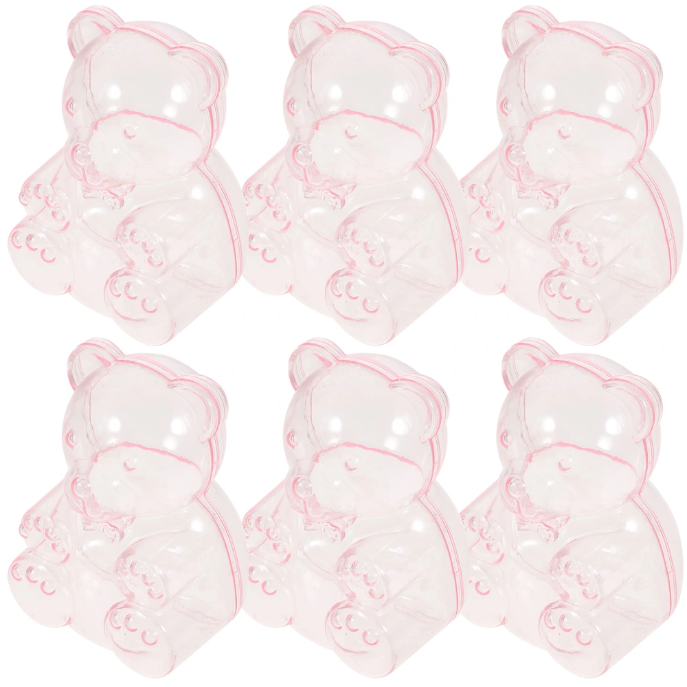 6 pcs Bear Shaped Candy Boxes Plastic Bear Shaped Clear Container Party Favors Candy Boxes