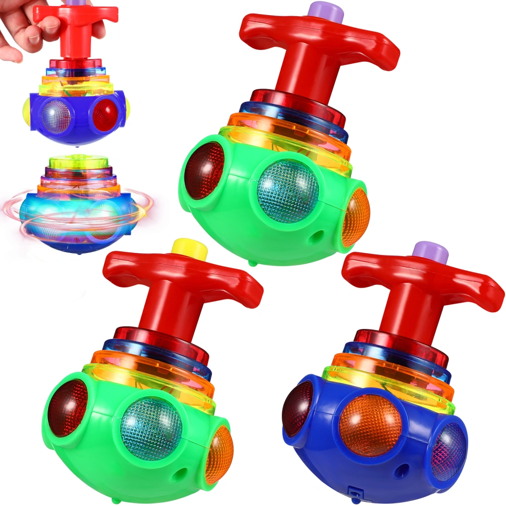 3 Pcs Funny Gyro Toys with Lights and Music Electric Rotate Toys Playthings for Kids Children