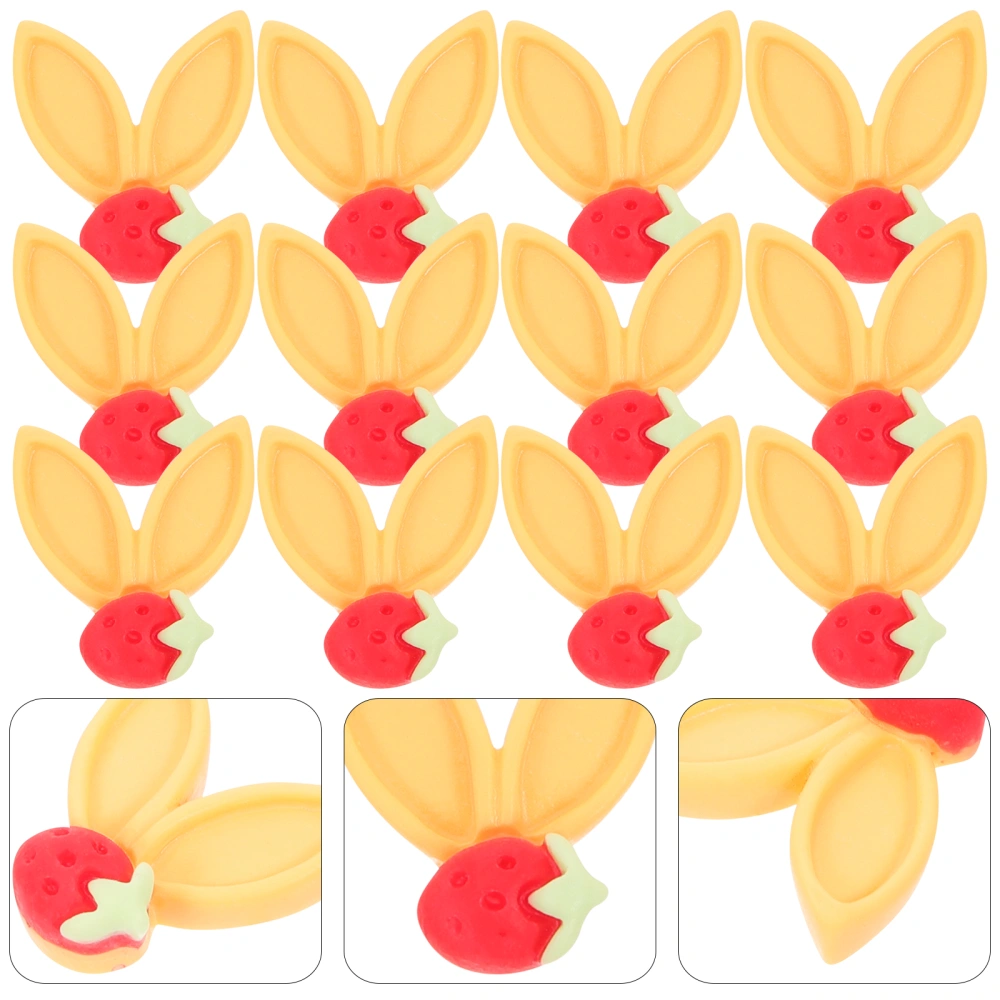 40pcs Resin Bunny Ear Flatbacks Floral Decor Charms Phone Case Rabbit Ear Resin Charm