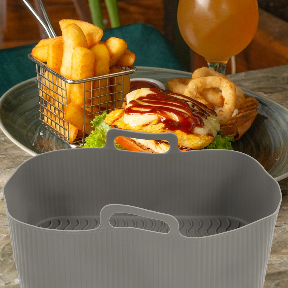 2Pcs Air Fryer Silicone Pot Silicone Baking Tray Silicone Tray with Handle Liner for Air Fryer