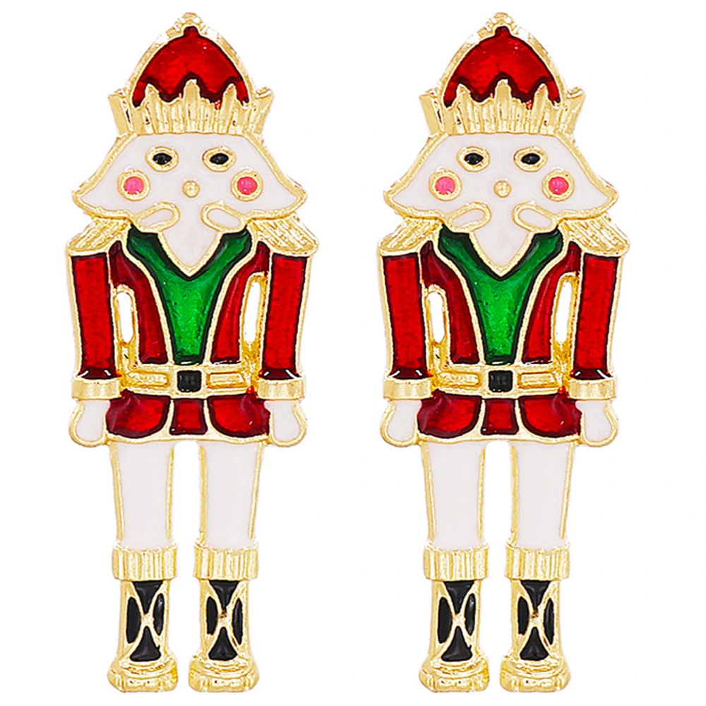 1 pair of Girl Earrings Party Earrings Cartoon Nutcracker Design Earrings Ear Jewelry