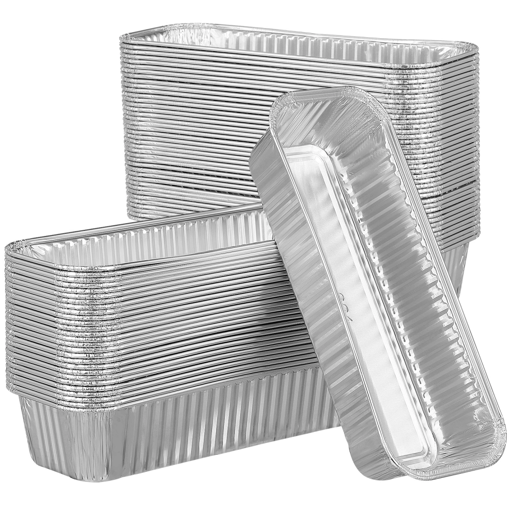 125 Pcs Disposable Foil Pans Aluminium Foil Trays Foil Food Trays Tin Foil Pans Containers for Oven Roasting Broiling Cooking