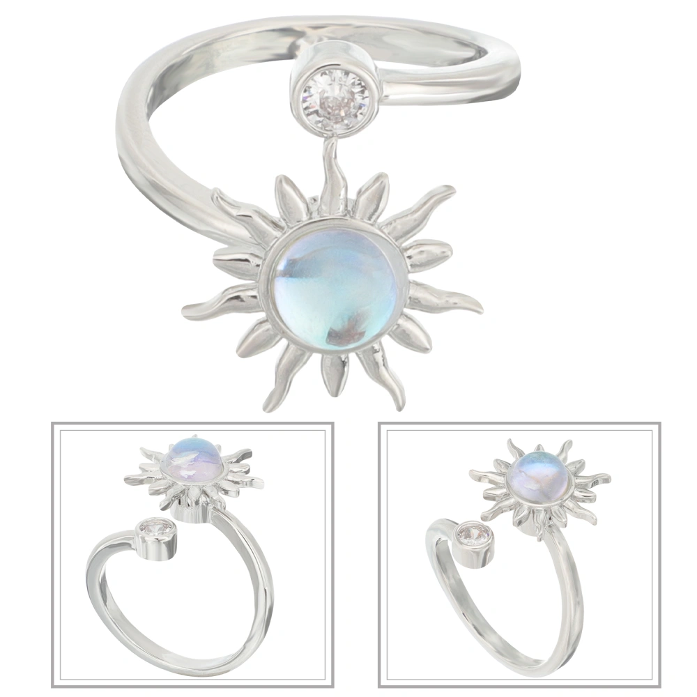 Open Adjustable Ring Aesthetic Fashion Ring Sunflower Fidget Ring for Women