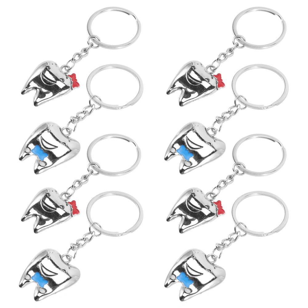 8pcs Tooth Keychains Bag Hanging Pendant Purse Keyring Backpack Creative Keychains