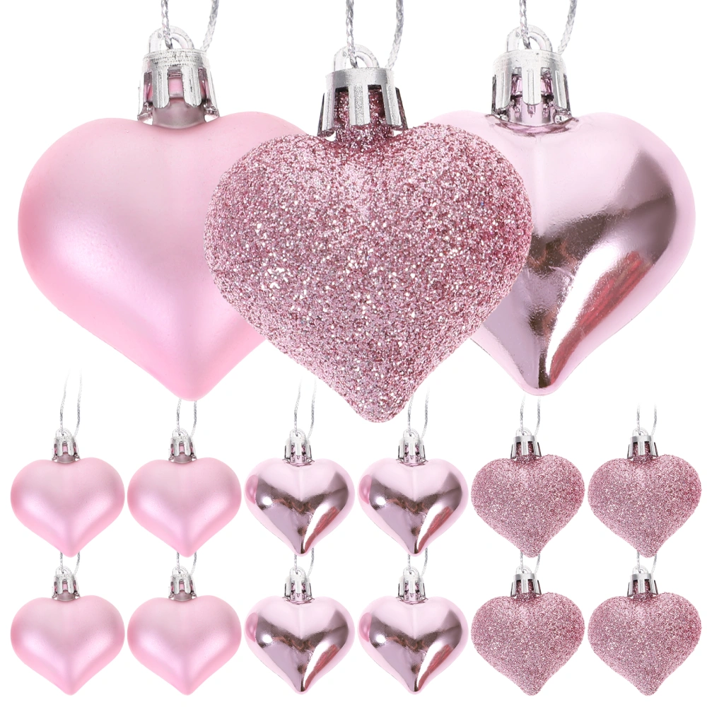 24pcs Heart Shape Ball Pendants Valentine's Day Ball Hanging Ornaments Valentine's Day Decor