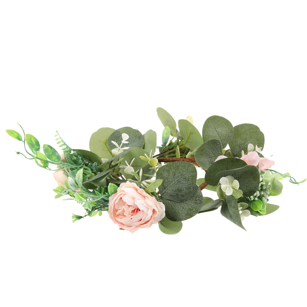 Candle Ring Artificial Leaves Wreath Candle Ring Wreath Pillar Candle Holder