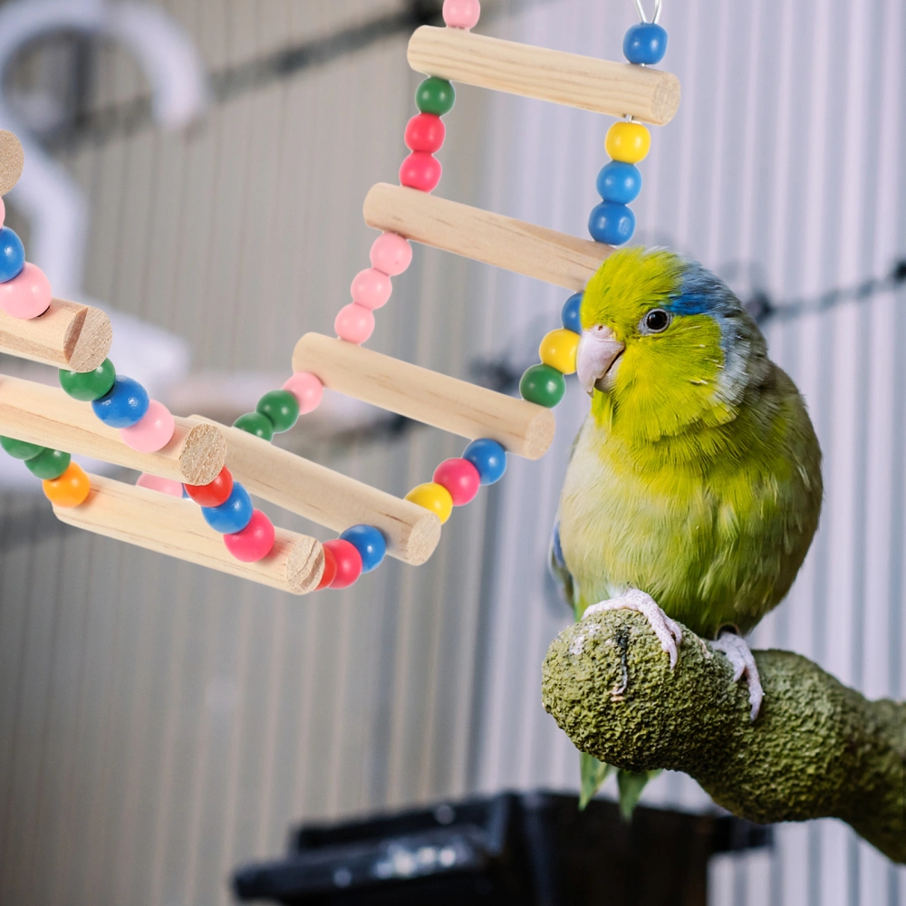 Bird Ladder Parakeet Training Ladder Toy Bird Climbing Ladder Colorful Wood Parrot Step Ladder