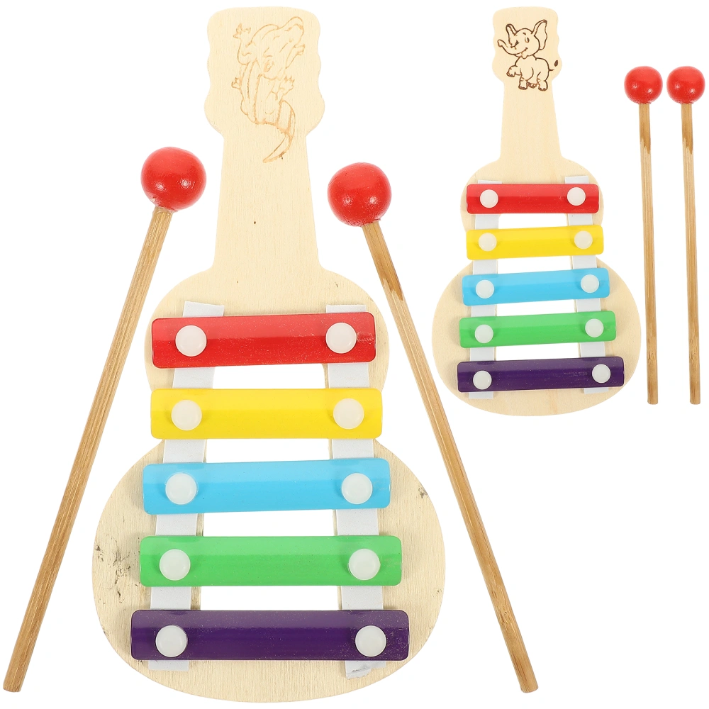 2 Sets of Wooden Musical Toy Toddler Xylophone Set Kids Musical Instruments