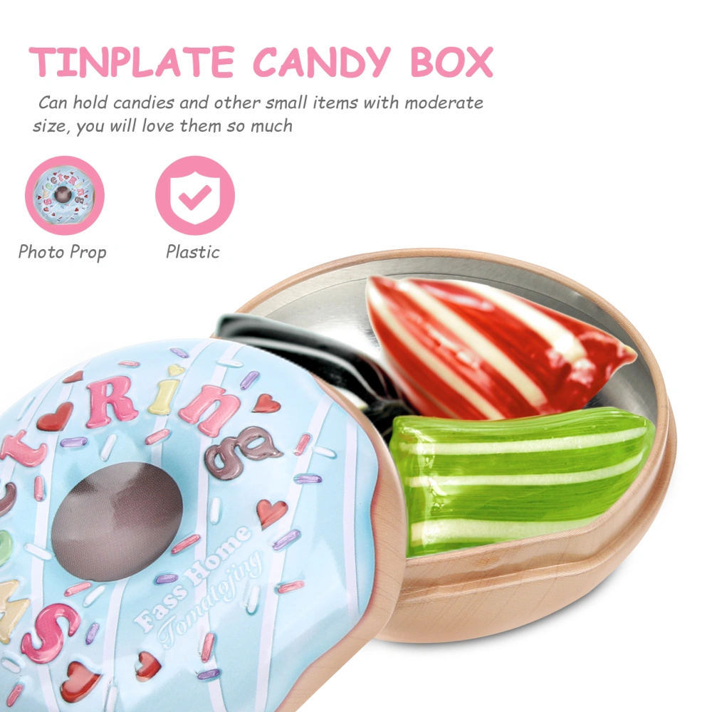 4pcs Donut Shape Candy Boxes Tinplate Chocolate Box Birthday Party Supplies