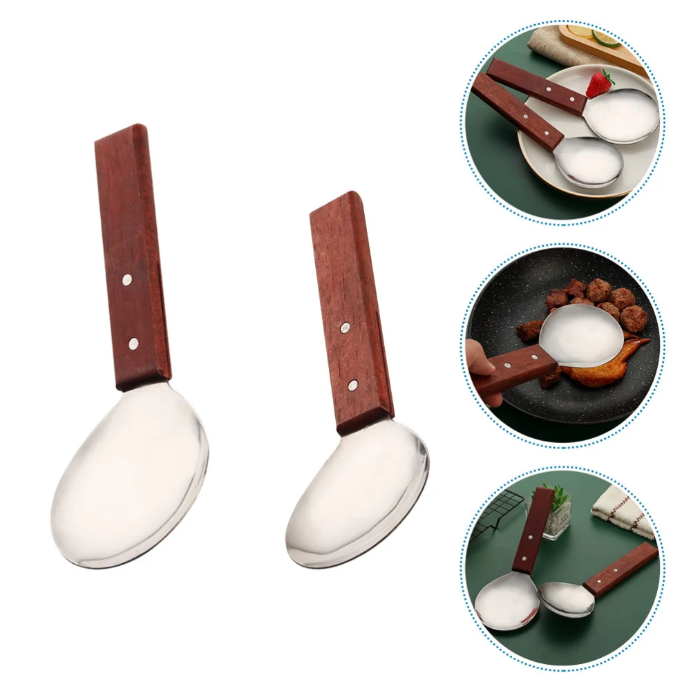 2Pcs Stainless Rice Spoon Non-stick Rice Paddles Kitchen Essential Cooker Rice Spoon for Rice Potato