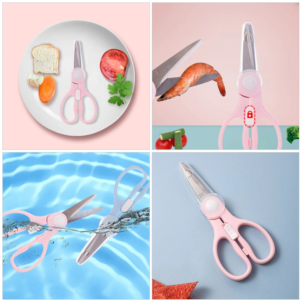 Portable Baby Food Shear Supplementary Food Scissor with Cover Food Crush Tool