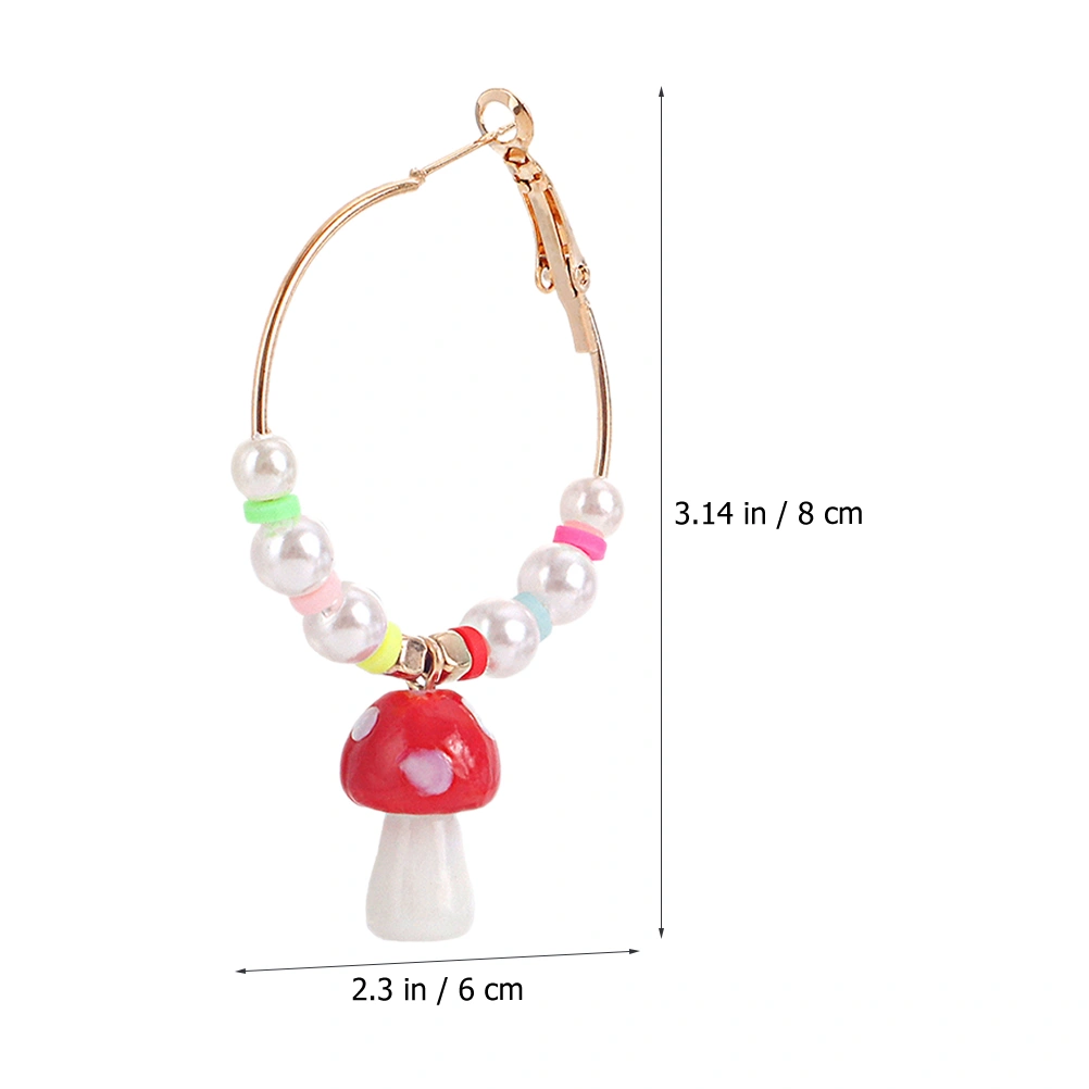 1 Pair Mushroom Hoop Earrings Temperament Jewelry Mushroom Hoop Dangle Earrings
