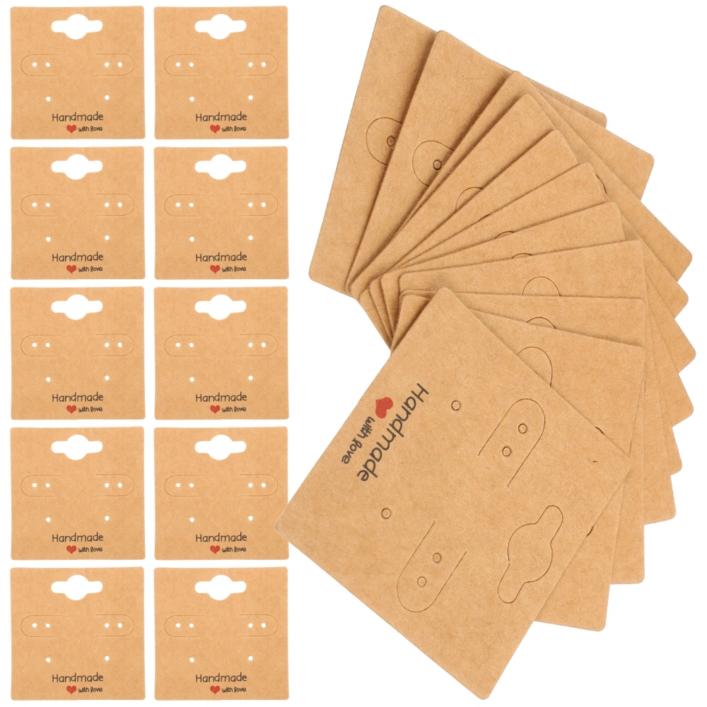 100 Sheets of Sturdy Jewelry Earring Display Card Kraft Paper Made Ear Stud Showcase Card