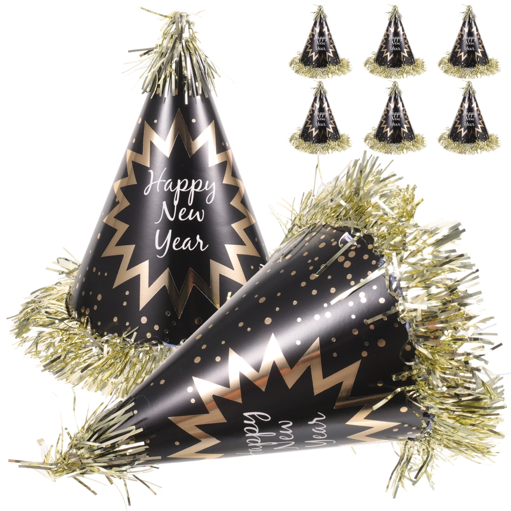 8pcs New Year Party Paper Hats 2023 Happy New Year Paper Cone Hats Party Supplies