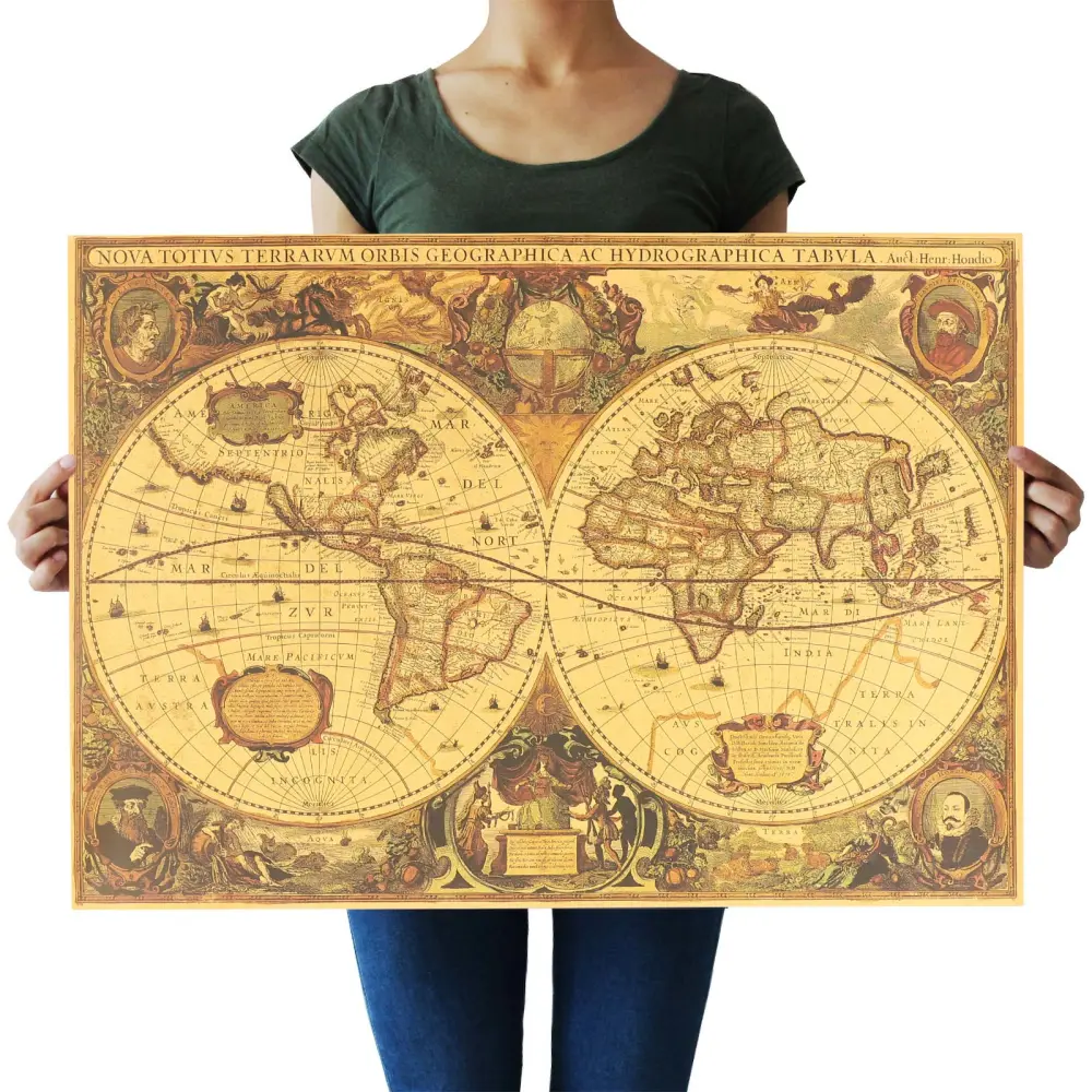 3pcs Retro World Map Posters Background World Map Wall Art Living Room Nautical Map Poster