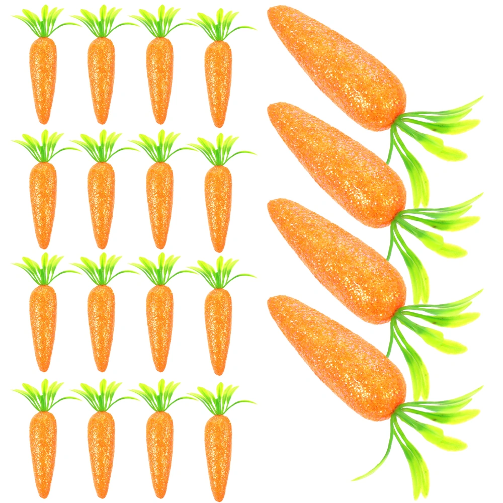 20Pcs Glitter Carrot Models Easter Carrot Decorations Easter Party Display Props Fake Carrot Model