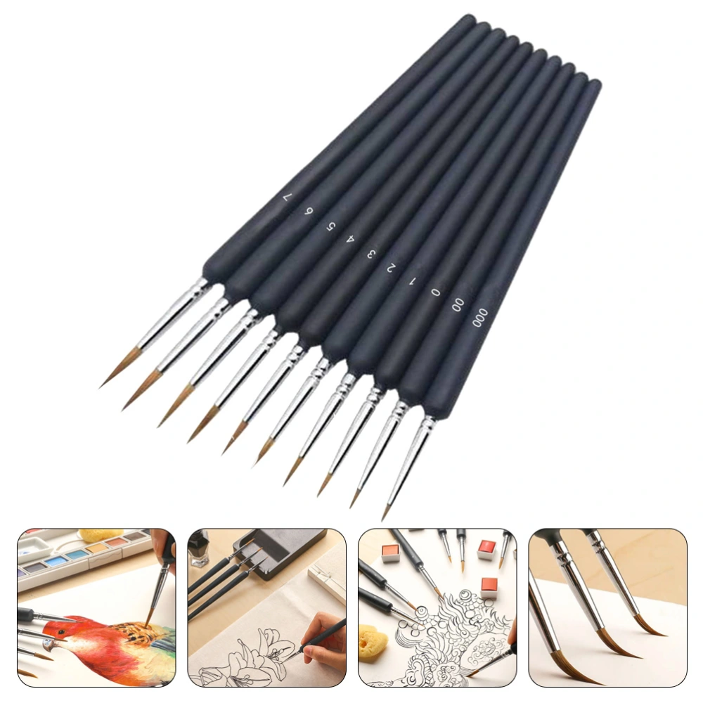 10Pcs Painting Brushes Watercolor Paint Brushes Wooden Painting Brushes Portable Drawing Brushes