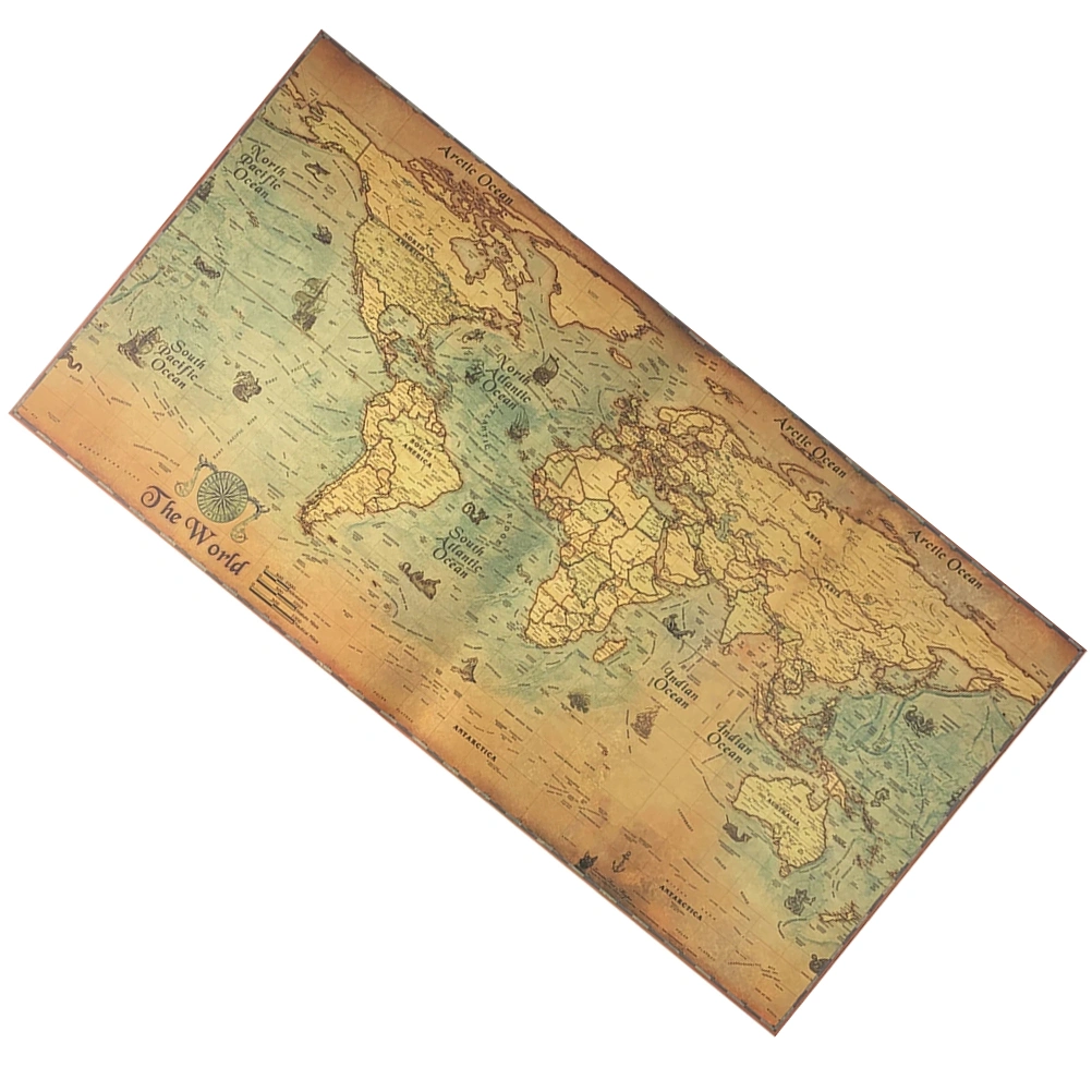 Nautical World Map Kraft Poster Removable Mural Wall Decal Living Room Decor