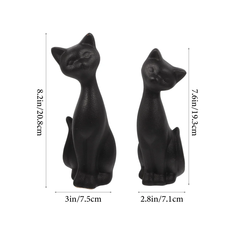 1 Pair of Ceramic Couple Cat Statue Ornament Desktop Decoration Small Ceramic Wedding Gift