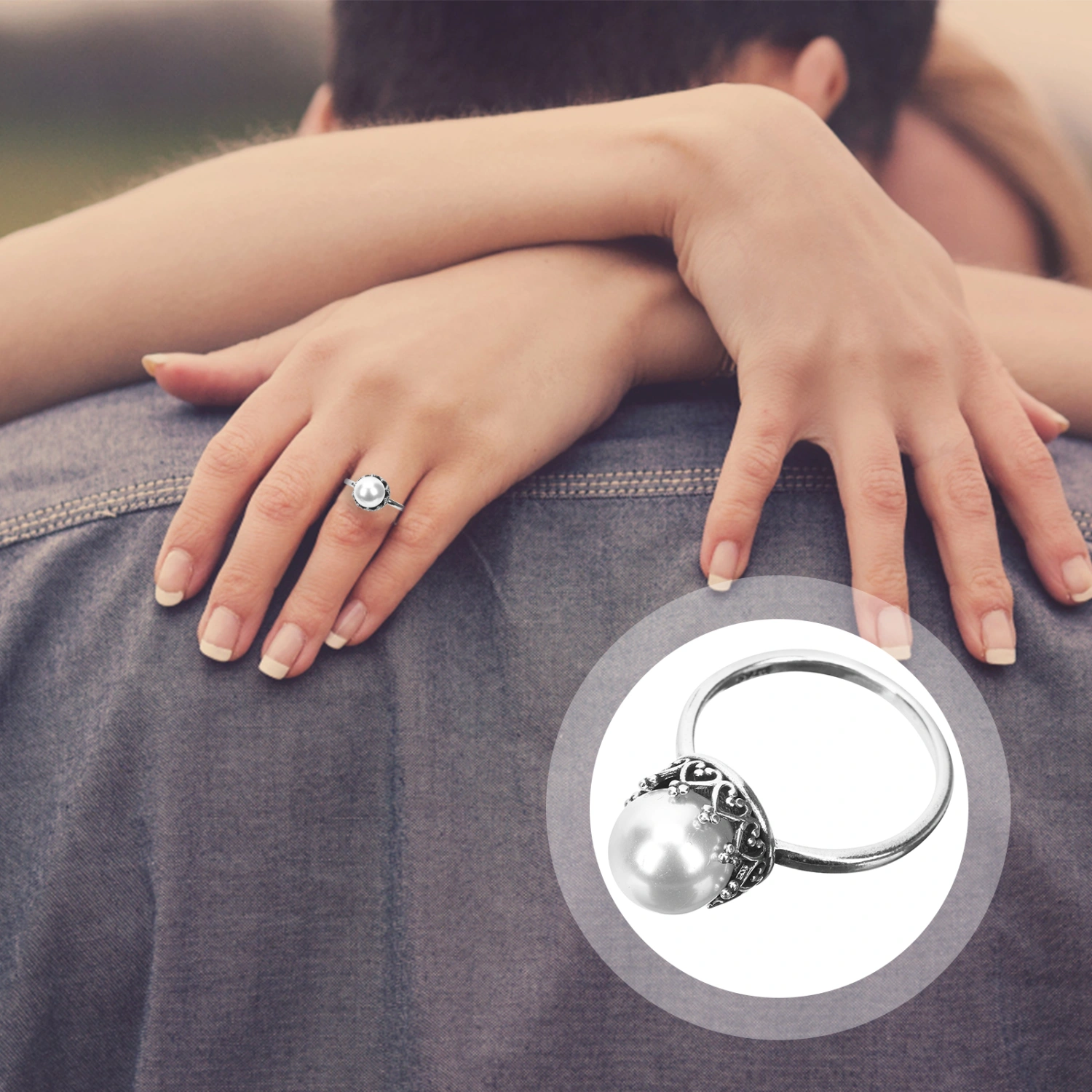 Pearl Ring Aesthetic Ring Trendy Ring Pearl Jewelry for Women Teen Girls