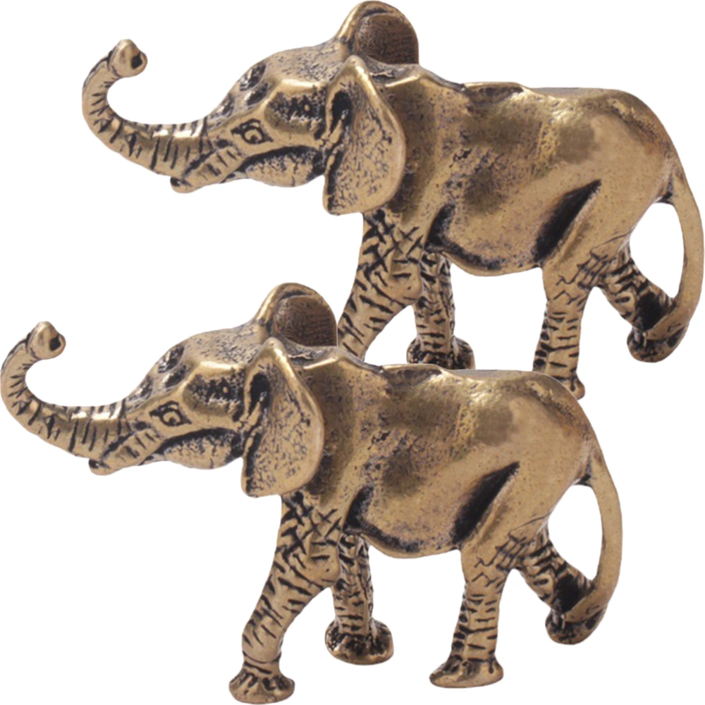 2pcs Small Calf Elephant Solid Brass Decorative Small Elephant Ornaments