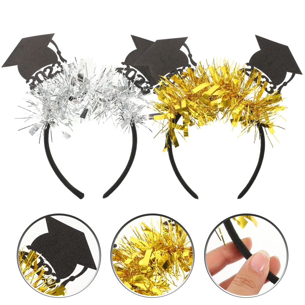 2pcs Graduation Headband Festive Sequin 2023 Graduation Headdress Decor