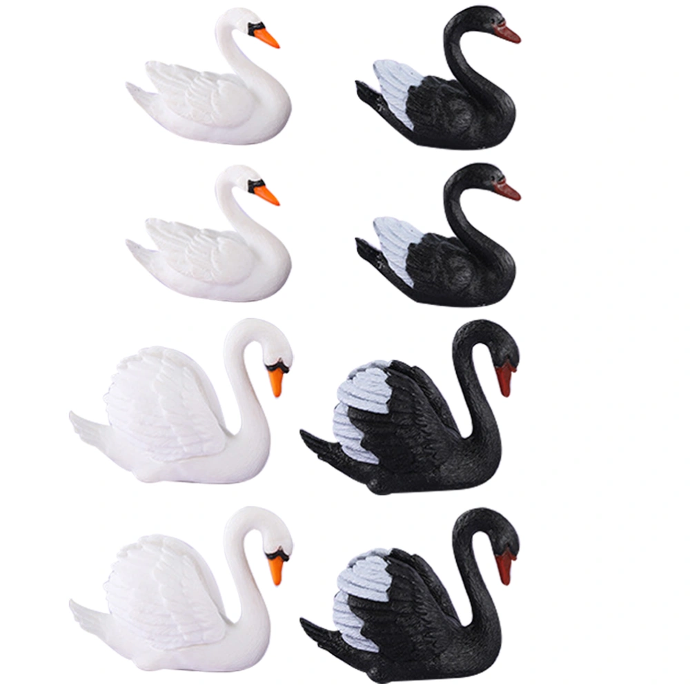 8Pcs Mini Swan Model Miniature Couple Swan Figurines Miniature Moss Landscape DIY Terrarium Crafts Ornament