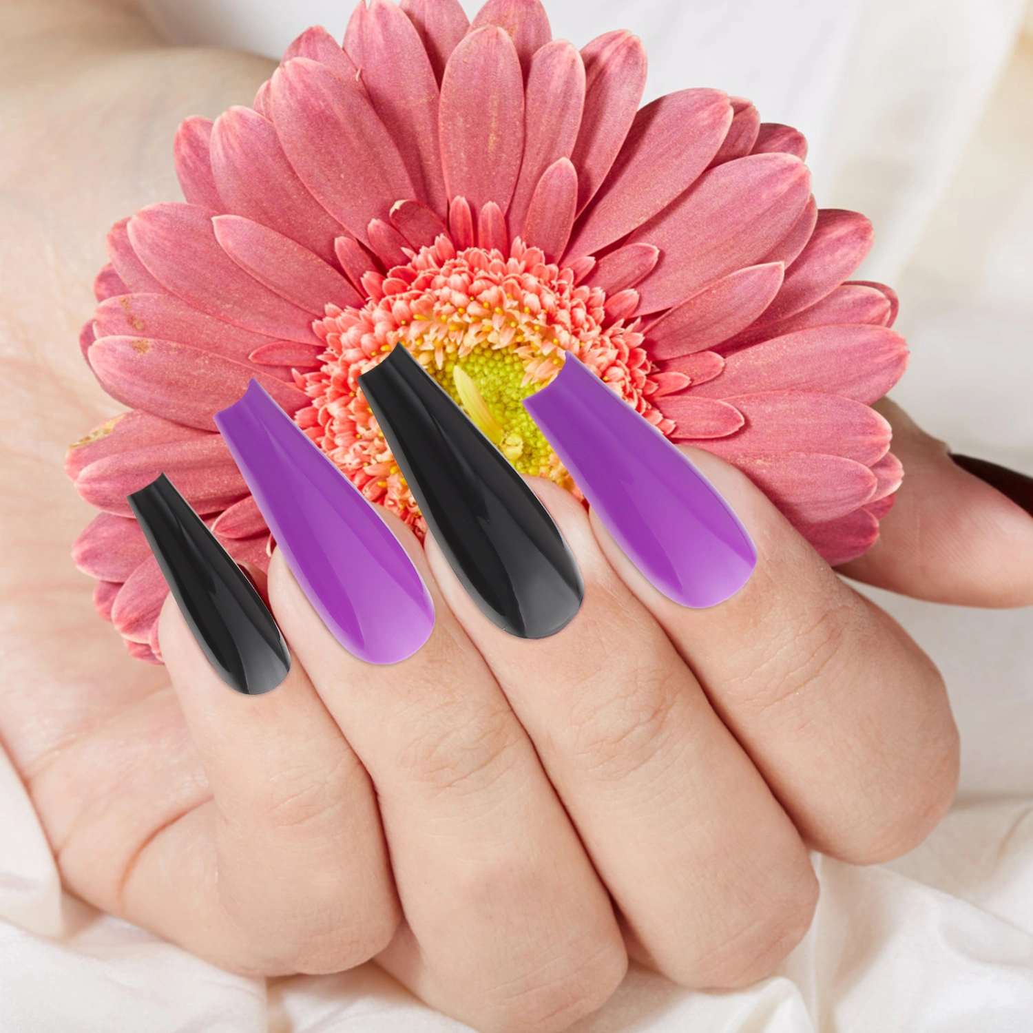 1 Box Press on Nails Solid Color Nail Tips Long False Nails Full Cover Fake Nails