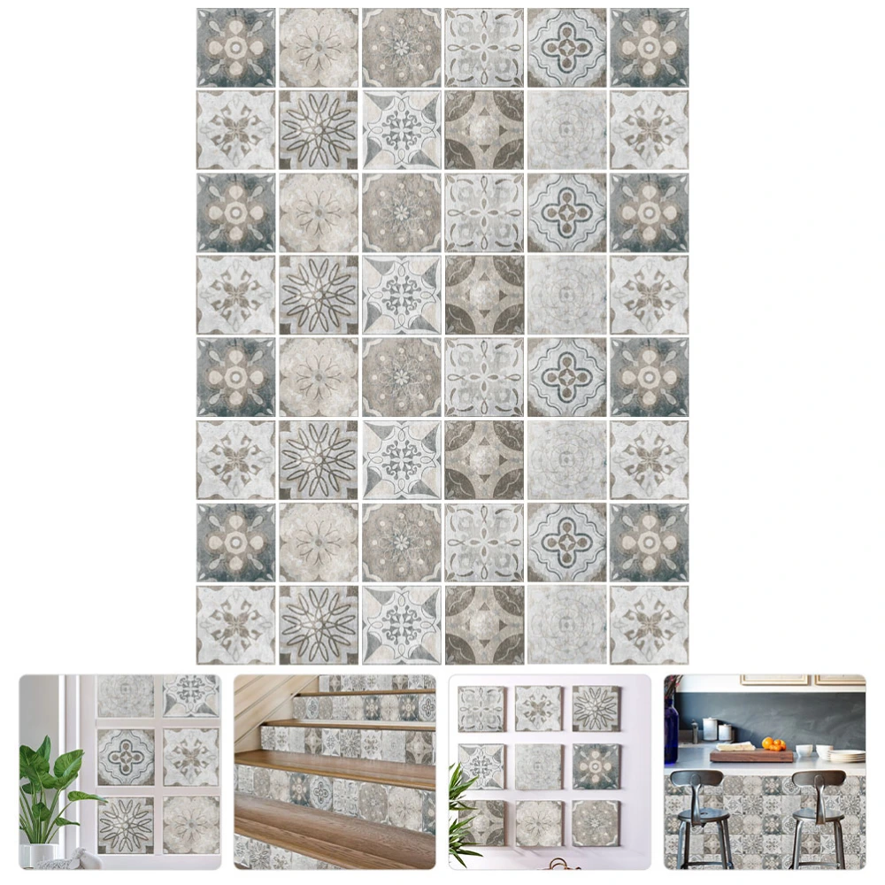 48pcs Vintage Style Tile Stickers Tile Decals Kitchen Peel and Stick Wall Tile Stickers Wall Stickers