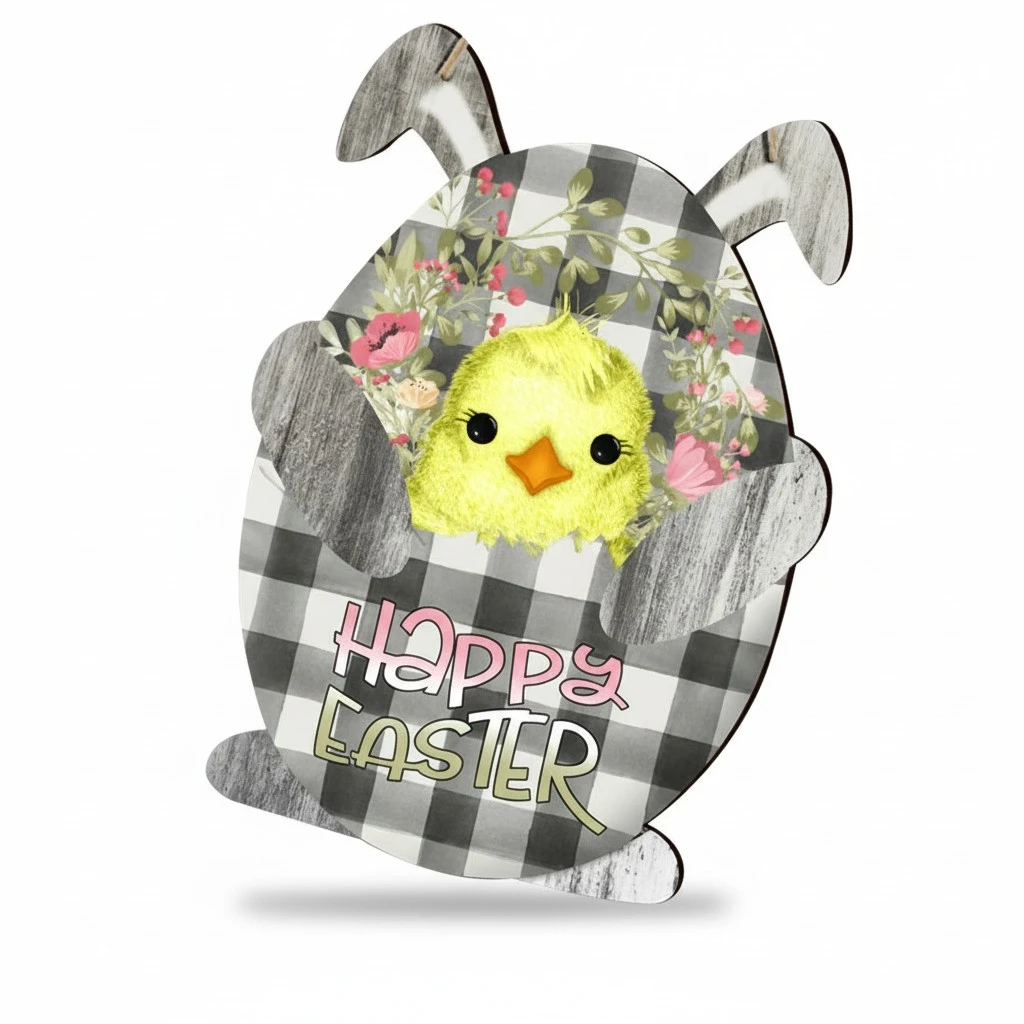 Easter-themed Wooden Pendant Household Hanging Board Decorative Festival Hanging Ornament